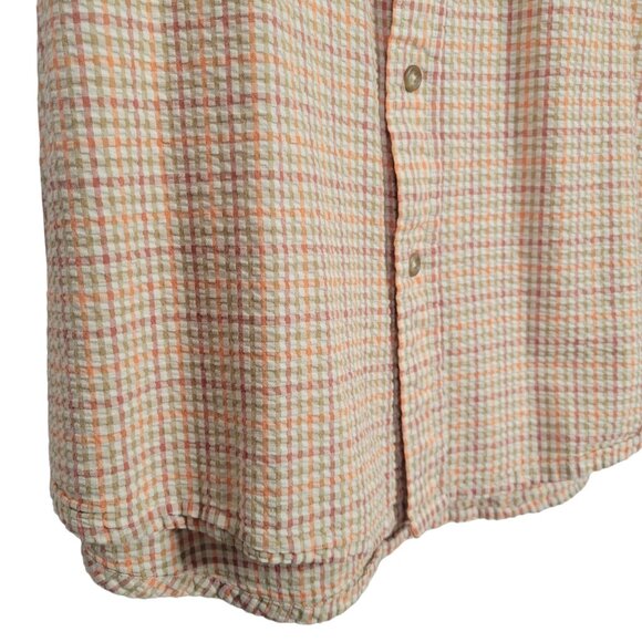 Cabela's Mens Size XL Shirt Seersucker Short Sleeve Camp Outdoors Button Plaid - Picture 5 of 7